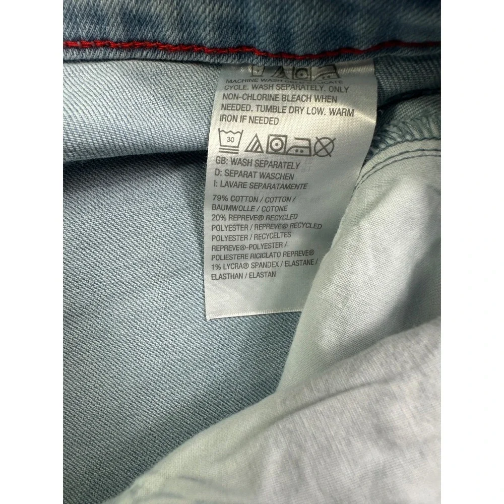 Peace Love World Light Wash Repreve Raw Hem Straight Leg‎ Jeans Womens 16 Blue